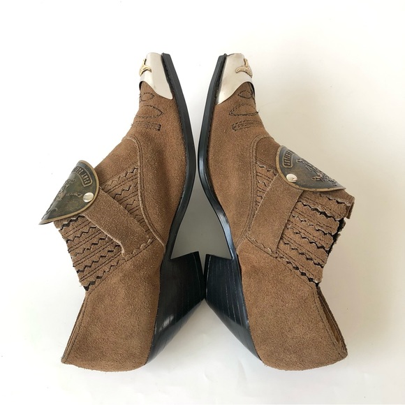 Marley of London Brown Suede Metal Snip Toe Booties (RARE Vintage) - Picture 5 of 12
